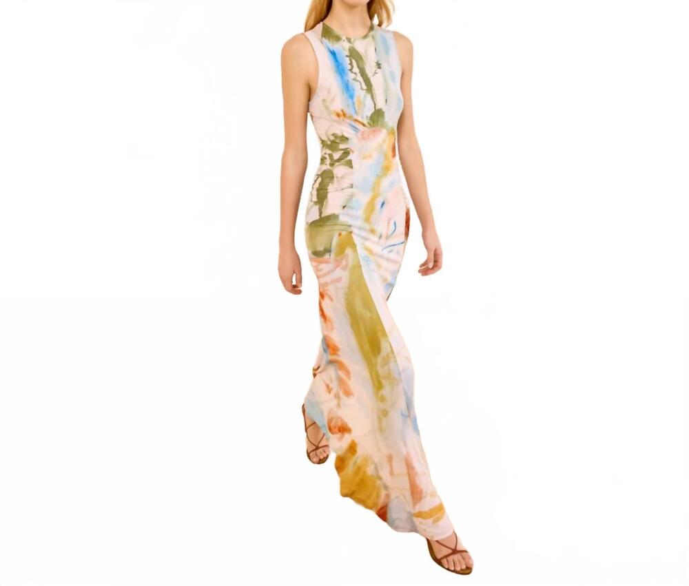 NEW ULLA JOHNSON lana ruched jersey dress in western dream